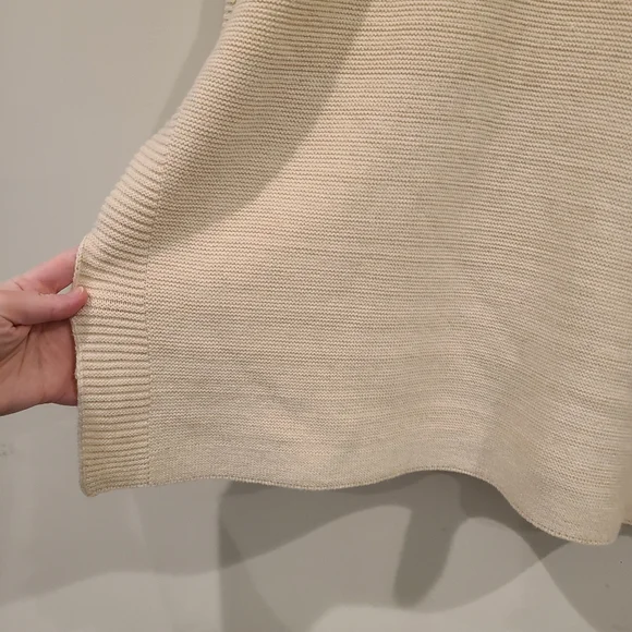 Kerisma Cream Wool Blend Quarter Length Dolman Sleeve Mock Neck Boxy Sweater - Picture 5 of 9